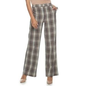 Cara Santana x Apt 9 Plaid High Rise Straight Leg Stretch Womens Trousers Sz 8